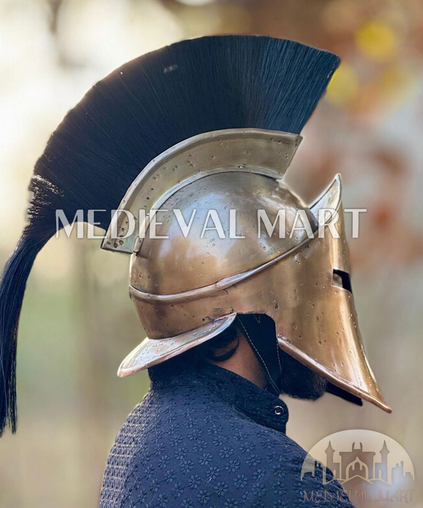 MEDIEVALMART "300" Movie King of Sparta Leonidas Antique Finish Helmet W/H Free Stand | 300 Props