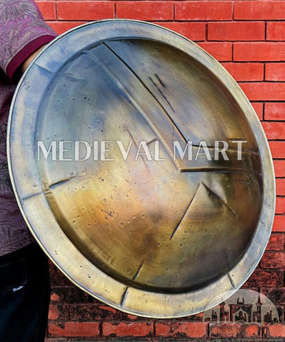 MEDIEVALMART Medieval "300 Moive" Spartan Battle Damage Shield War Finish Halloween Gift for Dad - 300 Props