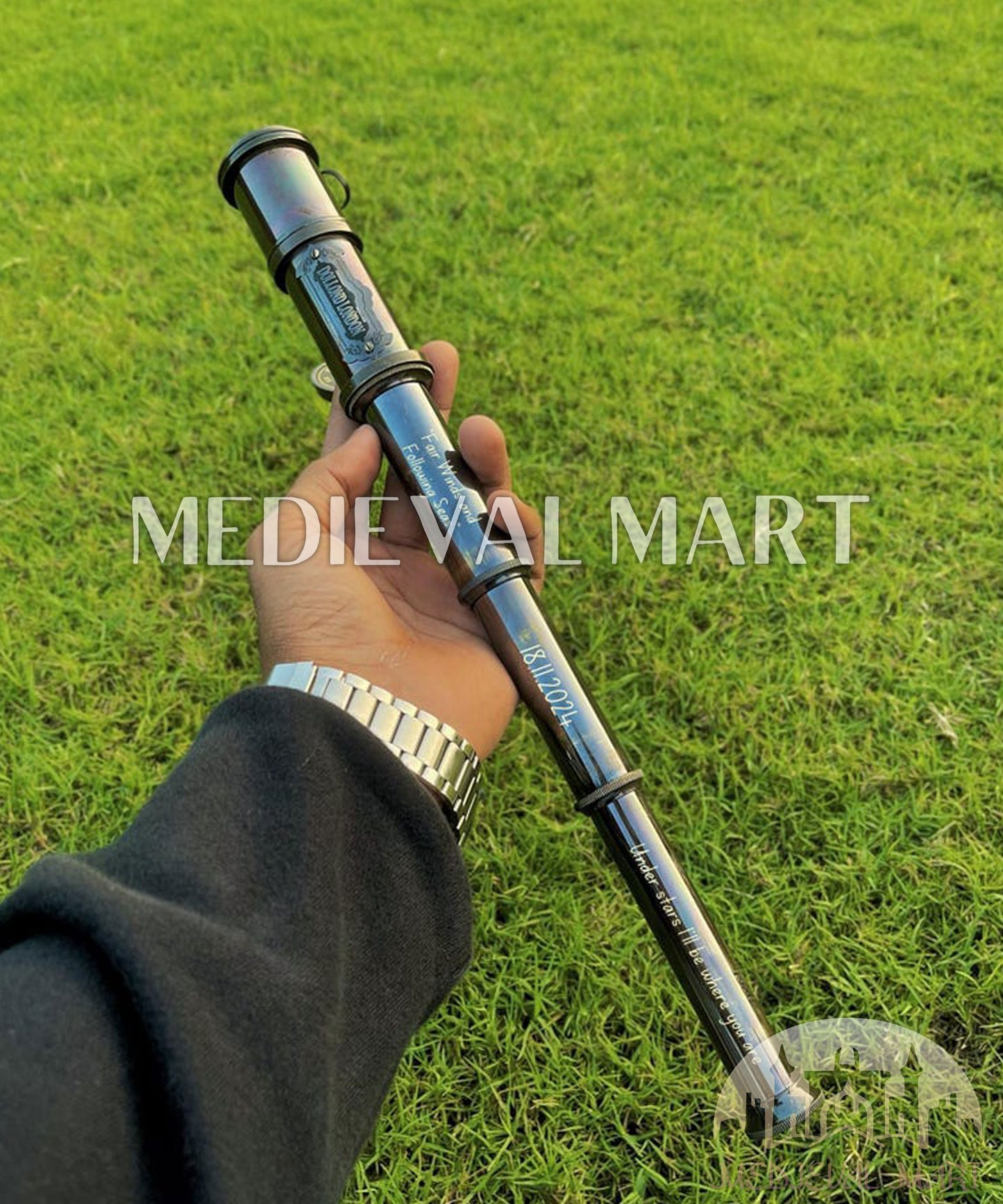 MEDIEVALMART Personalized Brass Spyglass Telescope Sailors & Maritime Collectors Nautical Decor