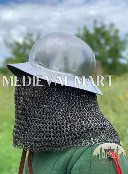 MEDIEVALMART Medieval Mens Celleta Kettle Helmet W/H Chainmail