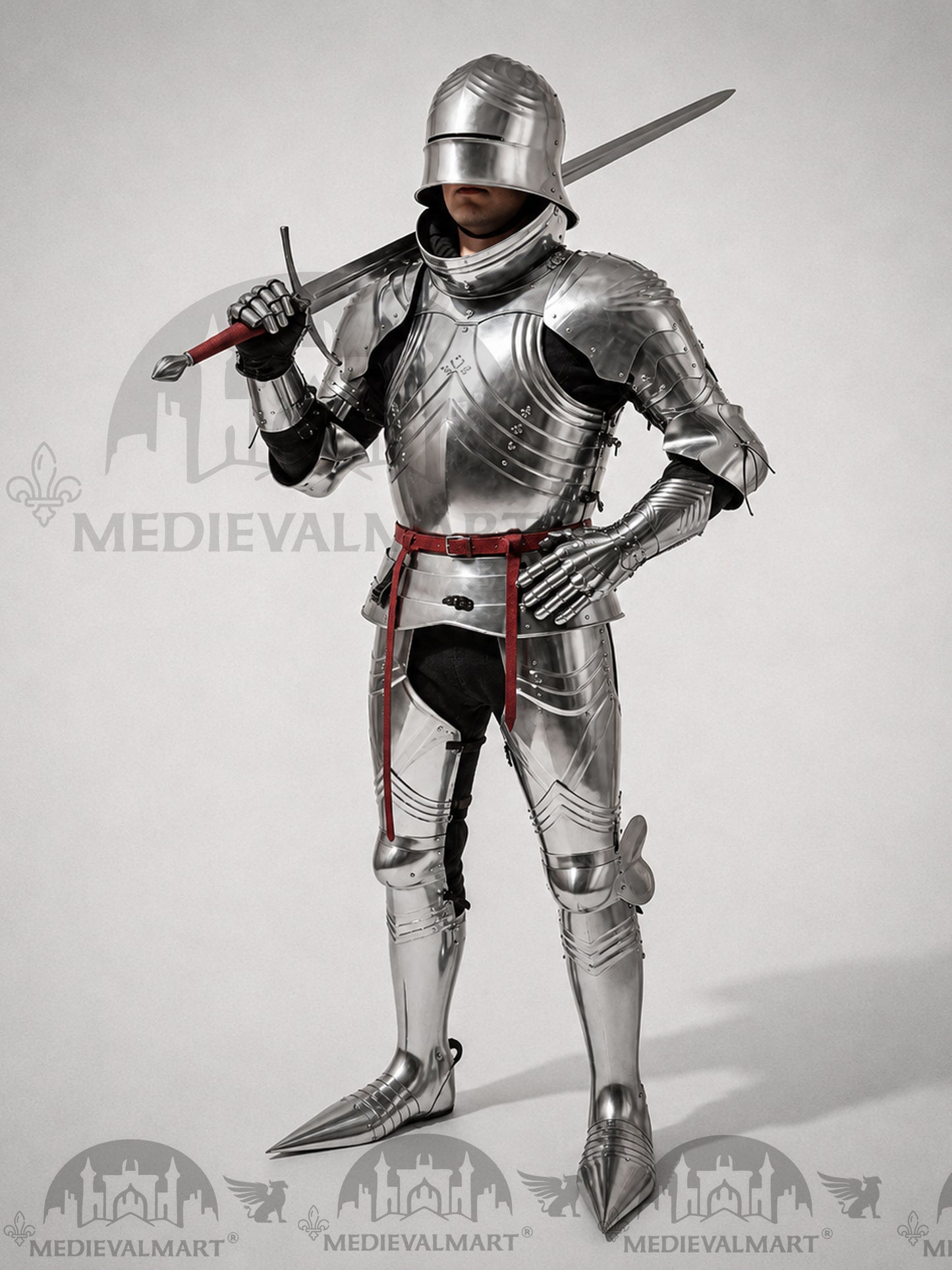 MEDIEVALMART Medieval 15th century Germans knight warrior full body complete metal armour costume with Sword