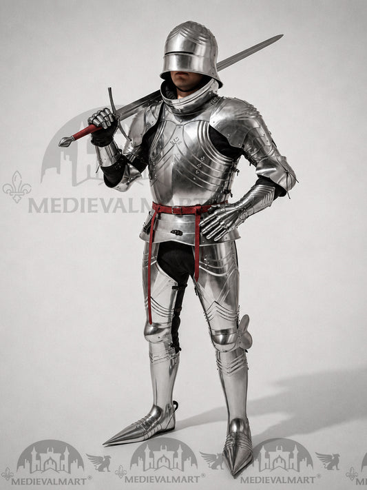 MEDIEVALMART Armure complète de chevalier guerrier allemand du XVe siècle en métal avec épée