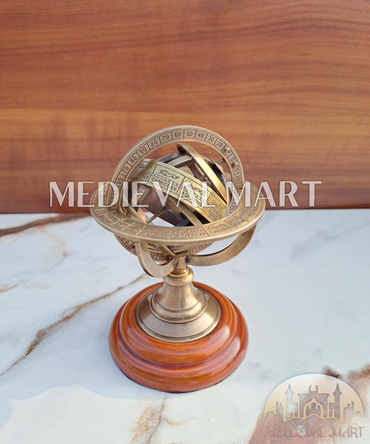 MEDIEVALMART Handmade Brass Armillary Sphere Globe: Vintage Nautical Decor (6 Inch) Gift for Dad