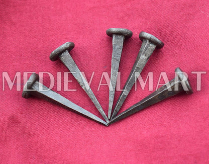 MEDIEVALMART Hand Forged Medieval iron Nail Set Of 5.