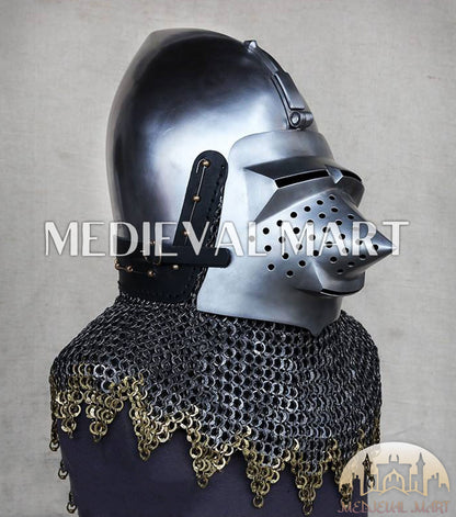 MEDIEVALMART XIV Century Medieval Houndskull "Lorenzo" Bascinet Visor Helmet HMB; IMCF