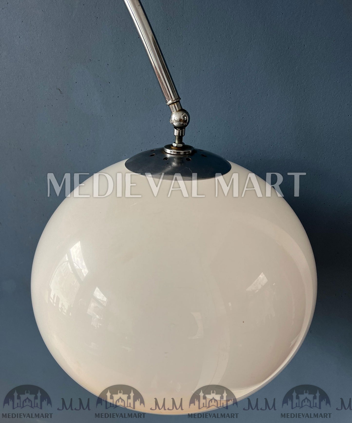 MEDIEVALMART Vintage Guzzini Space Age Arc Floor Lamp with White Mushroom Shade and Marble Base