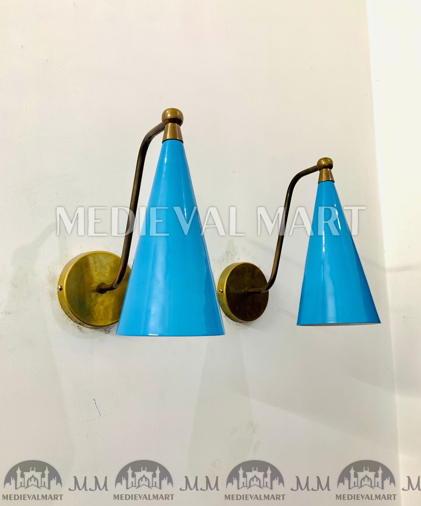 MEDIEVALMART Mid Century Italian Diabolo Cone Shape Style Wall Sconce Light