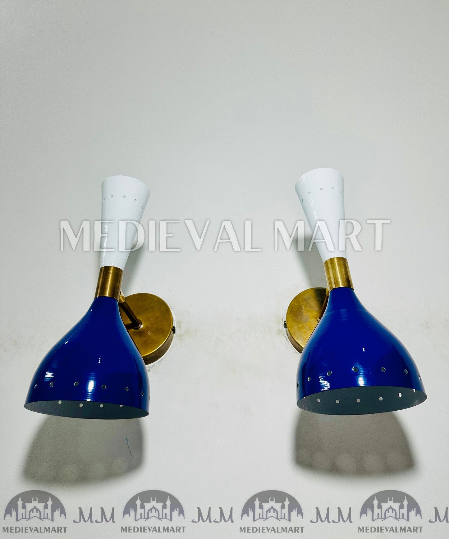 MEDIEVALMART Mid-Century Modern Brass Wall Sconce - Italian Diabolo Style - Set of 2