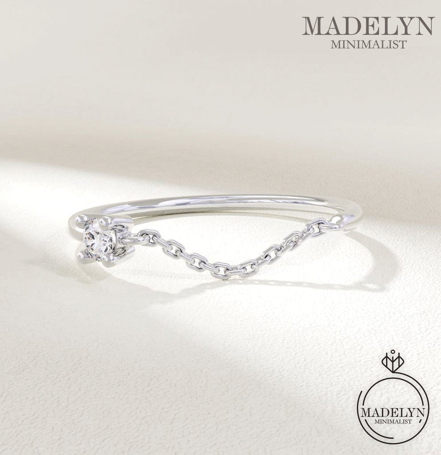 MADELYN MINIMALIST 14k Solid Gold Open Chain Minimalist Stacking Ring for Women | Gift for Her, Wife