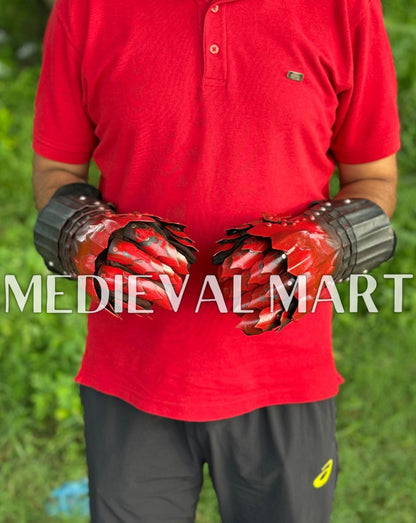 MEDIEVALMART LOTR Witcher Sauron-Inspired Iron Man Gauntlet Edition - Fantasy Gloves Armor