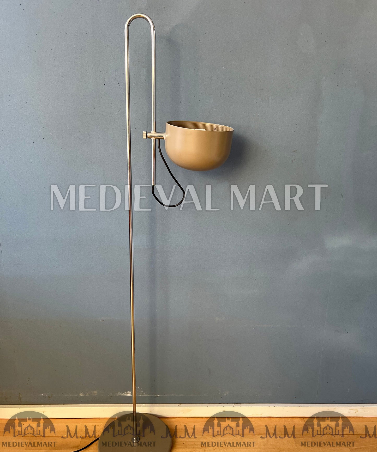 MEDIEVALMART 1950s Vintage Artiforte Beige Adjustable Floor Lamp