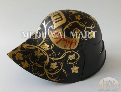 MEDIEVALMART Historical Mid Century German knight Sallet Head Armor "The Mighty King" Helmet
