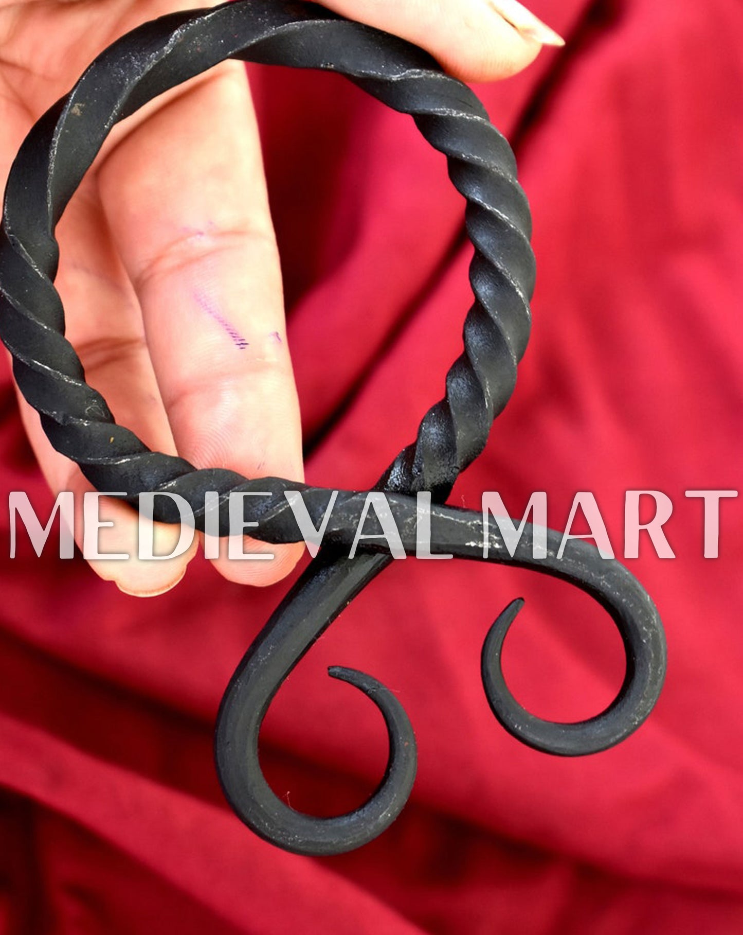 MEDIEVALMART Medieval Hand Forged Iron Troll Cross Belt Buckle