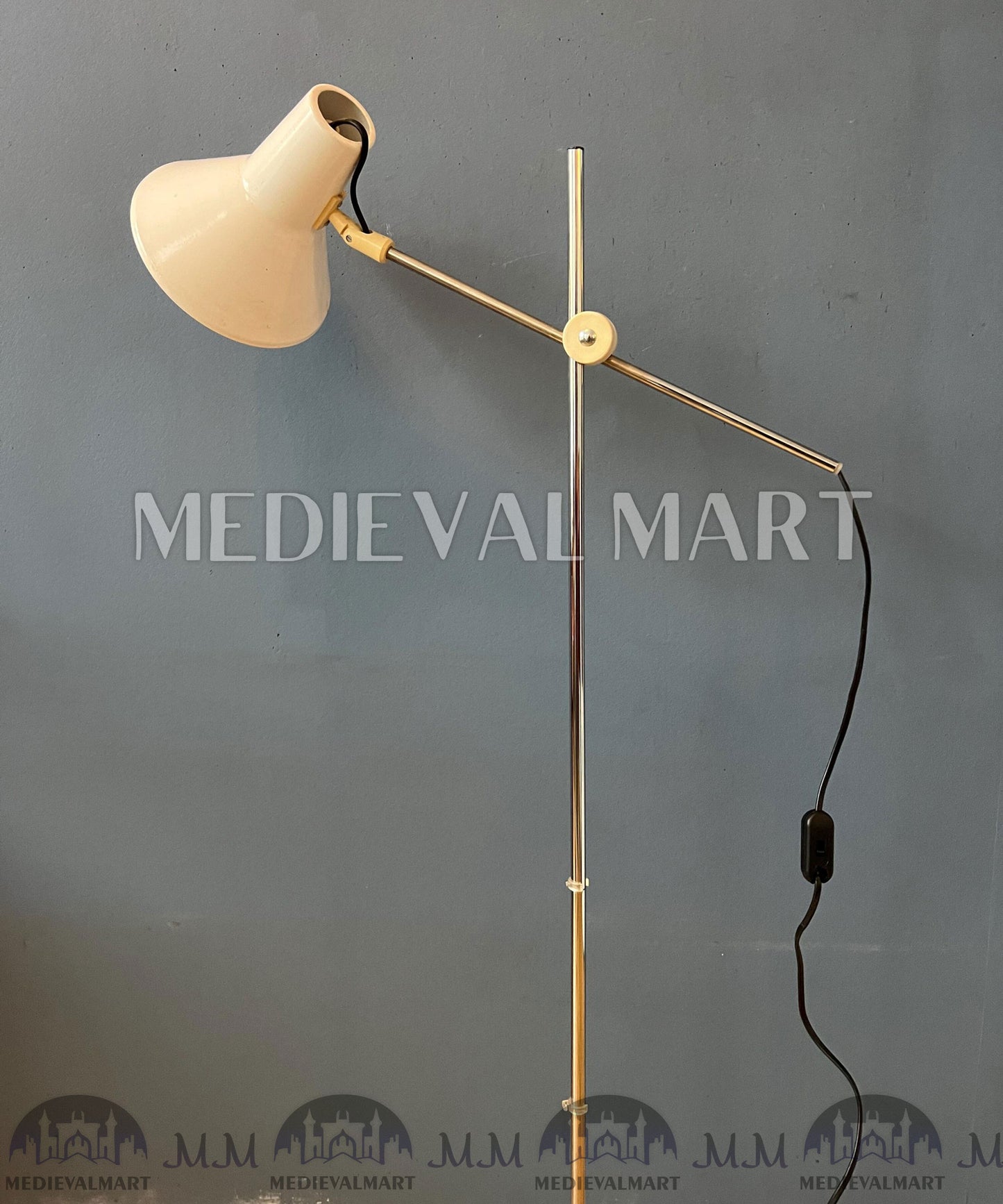 MEDIEVALMART Vintage White Mid Century Adjustable Floor Lamp