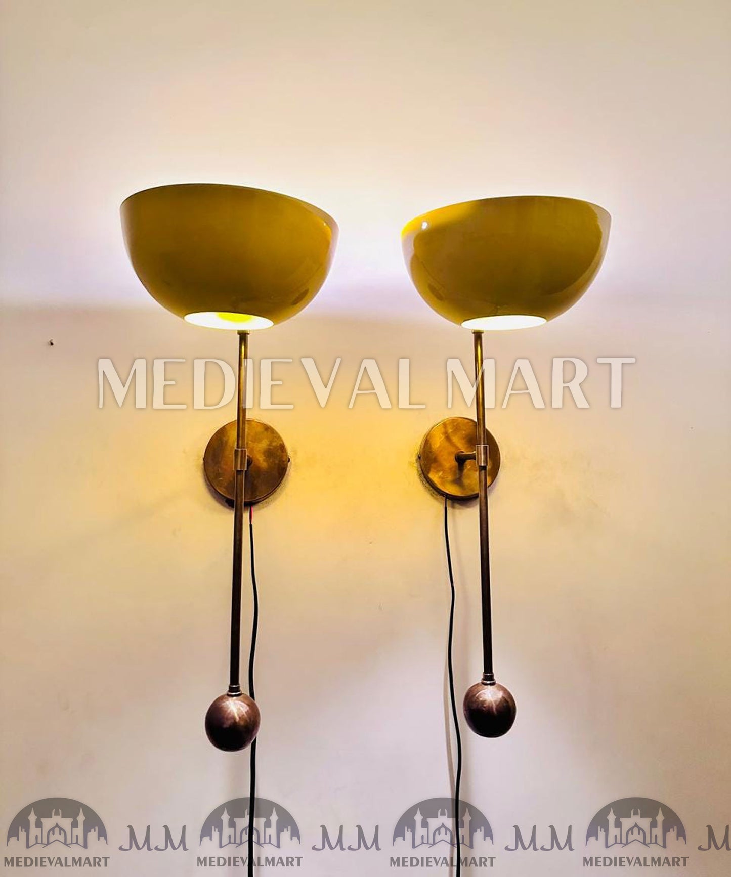 MEDIEVALMART Handmade Brass Wall Sconce: Modern Italian Stilnovo Style Lighting