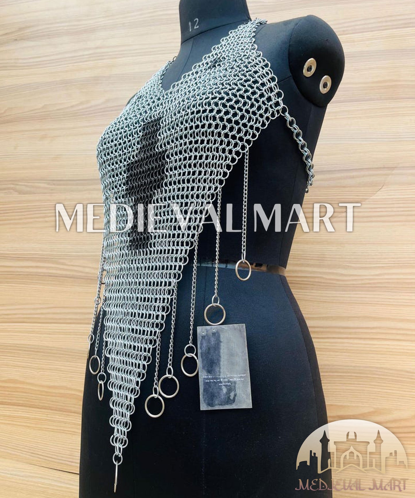 MEDIEVALMART Women’s Silver (Dragonfang) Jesus Chainmail Armor W/o Skirt