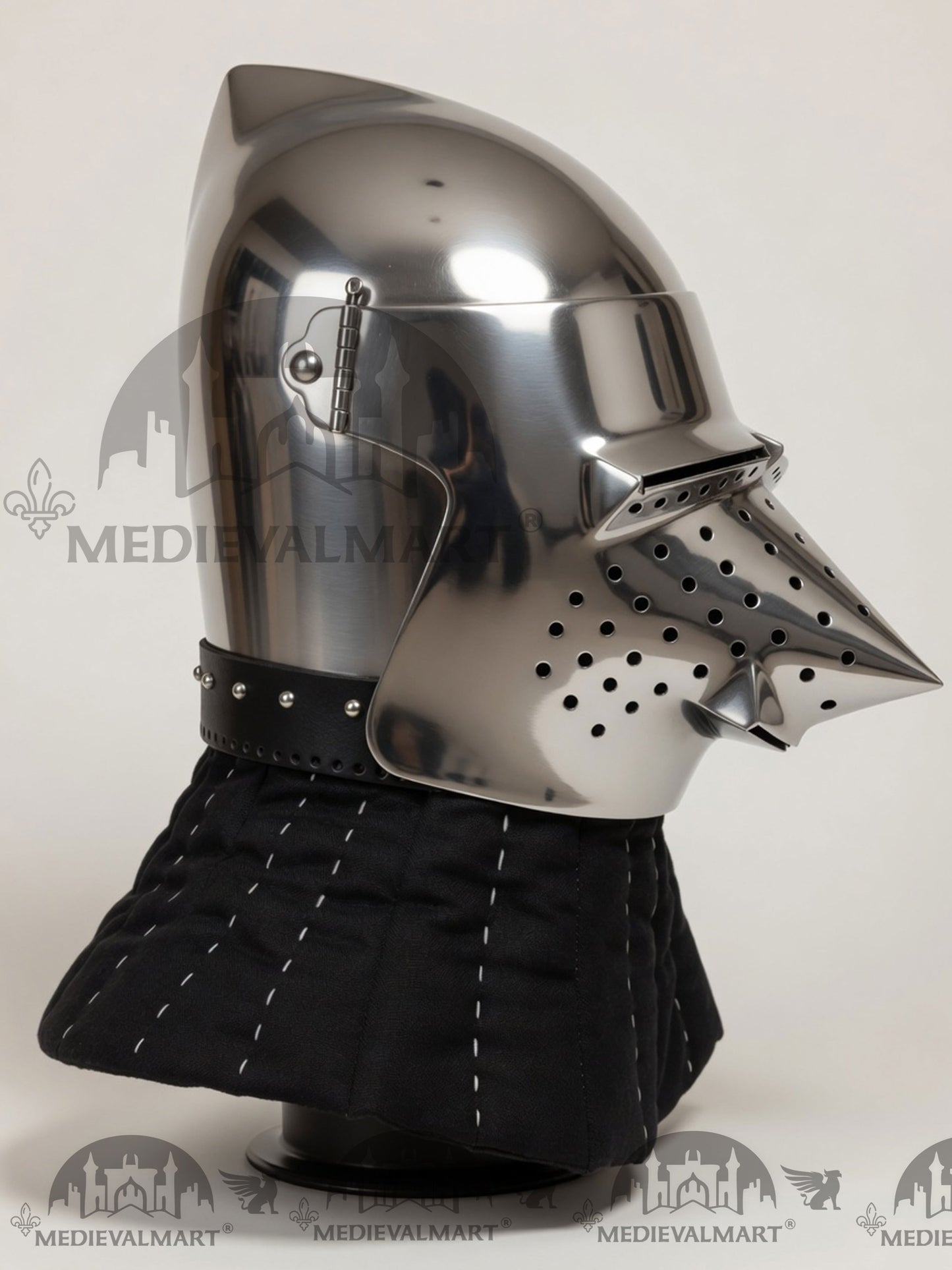 MEDIEVALMART Medieval Pig-Face Bascinet Helmet / Medieval Milan hound skull Bascinet helmet / Reenactment Helmet