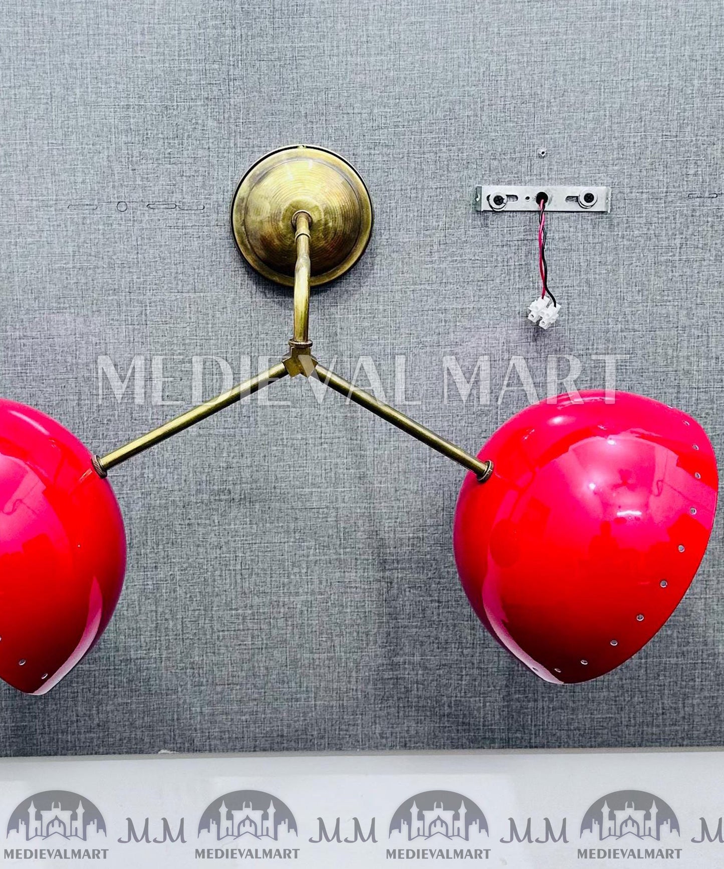 MEDIEVALMART Custom Brass Diabolo Wall Sconce: Mid-Century Italian Lighting Fixture