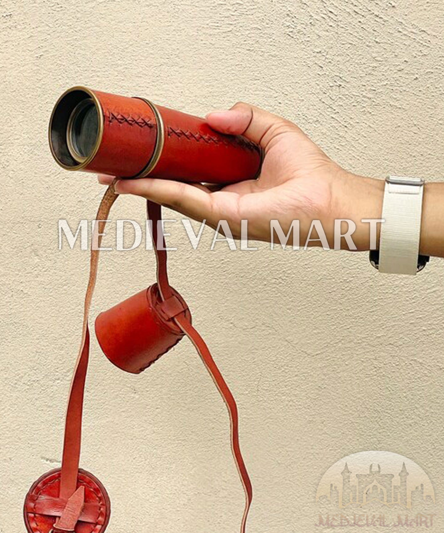 MEDIEVALMART 50X Antique Brass Spyglass – 18″ Working Handheld Telescope for Nautical Decor