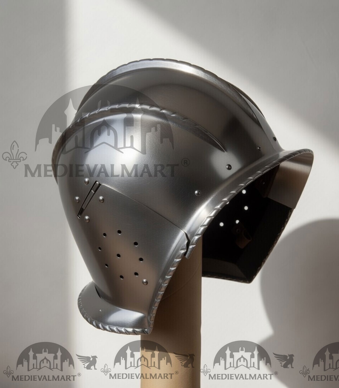 MEDIEVALMART 15th-Century Medieval German Burgundian Open Sallet Helmet