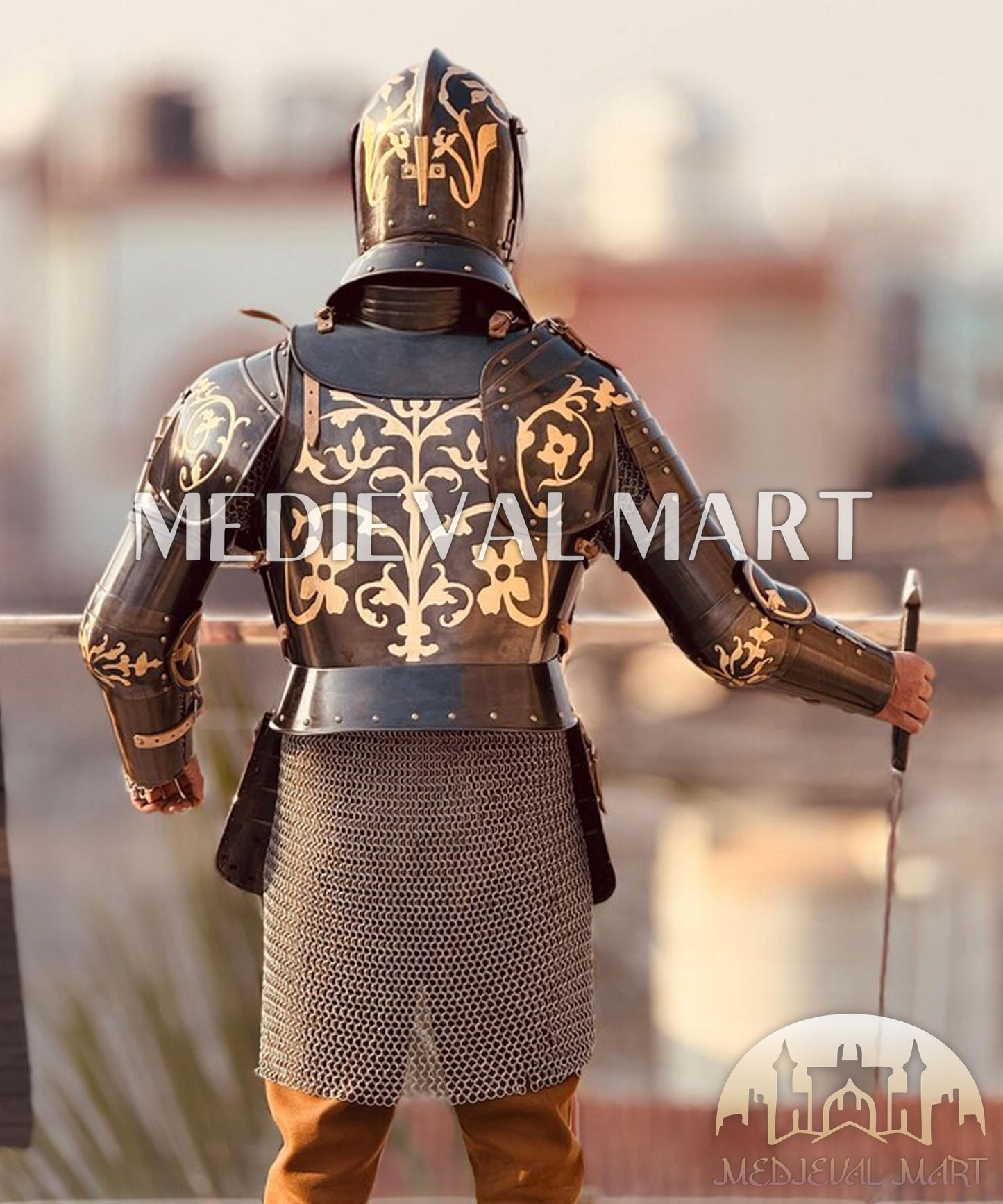 MEDIEVALMART Anton Peffenhauser's Competition Knight Steel Half Body Armor Suit