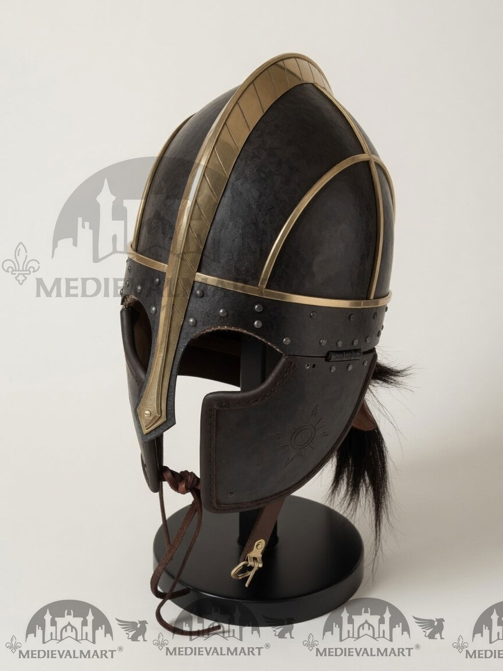 MEDIEVALMART Anglo Saxon Vendel Helmet – Medieval Viking Helmet with Brass Trim for Reenactment