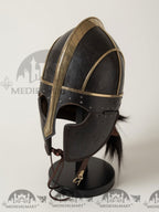 MEDIEVALMART Anglo Saxon Vendel Helmet – Medieval Viking Helmet with Brass Trim for Reenactment