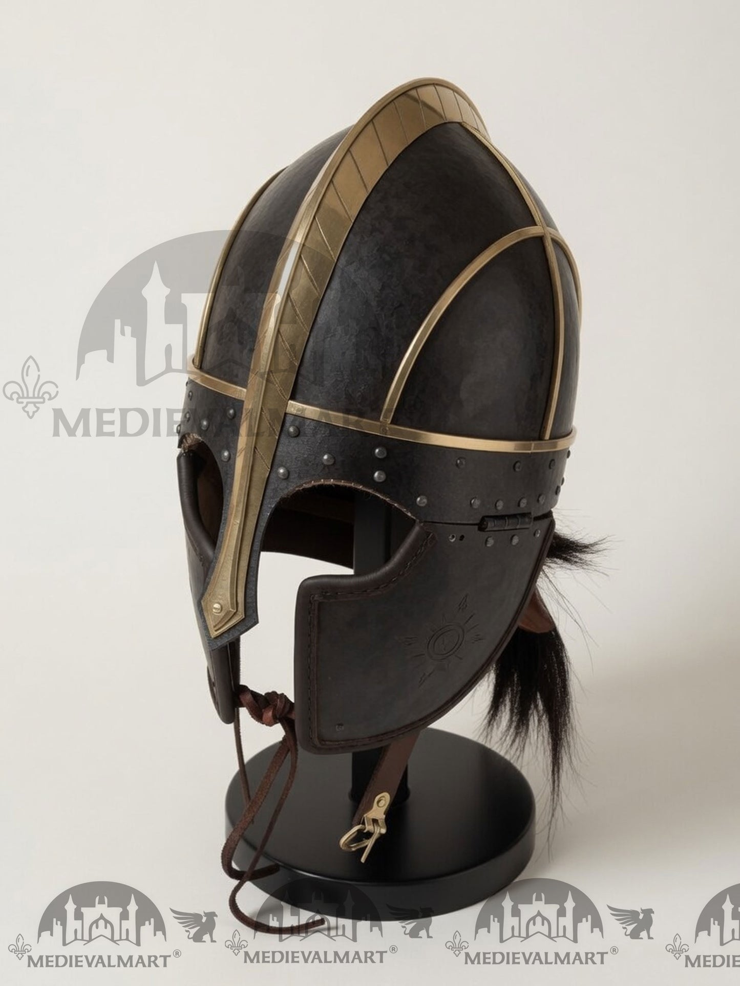 MEDIEVALMART Anglo Saxon Vendel Helmet – Medieval Viking Helmet with Brass Trim for Reenactment