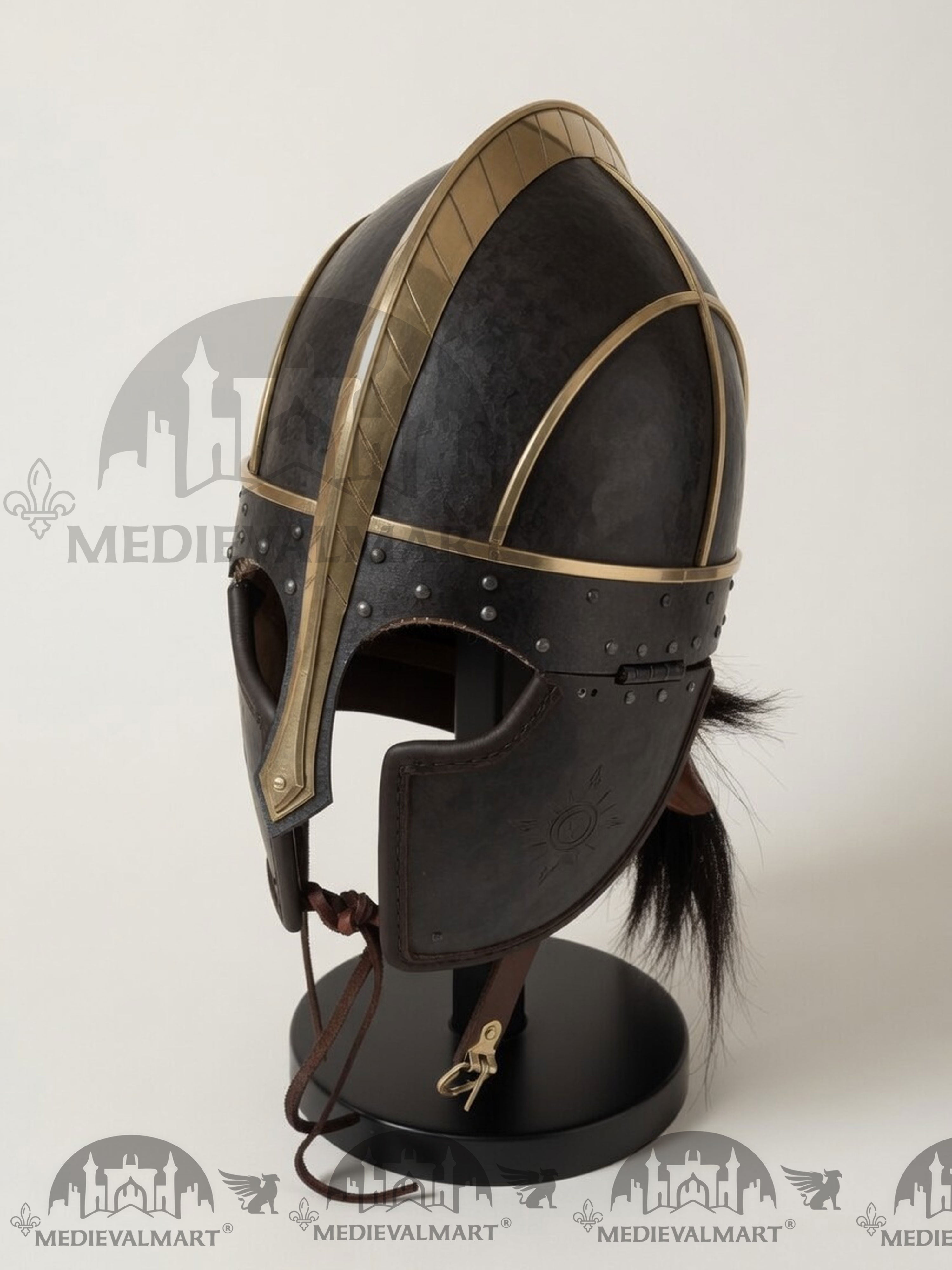 MEDIEVALMART Anglo Saxon Vendel Helmet – Medieval Viking Helmet with Brass Trim for Reenactment