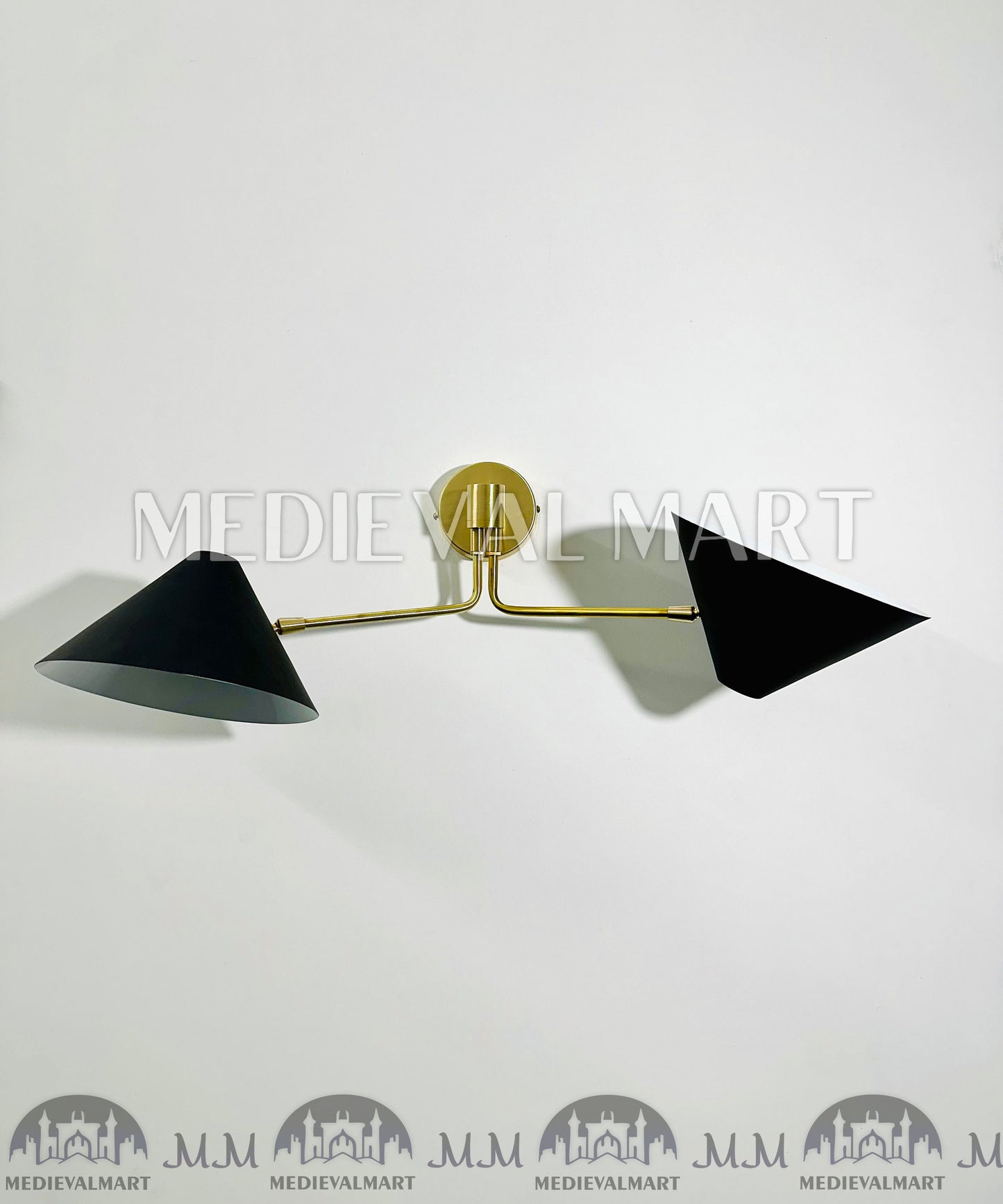 MEDIEVALMART Mid Century Brass Wall Lamp: Japanese Shade Sconce Lighting