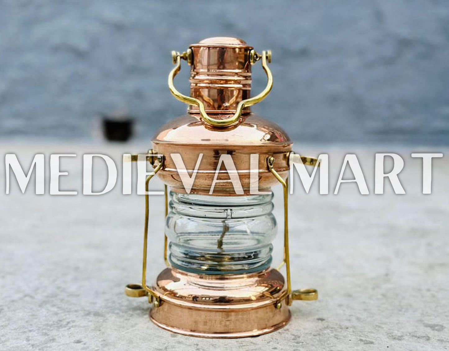 MEDIEVALMART Nautical Vintage Shiny Brass Clear Glass Ship Oil Lamp - Personal Engraving Marine Lantern (Copy)