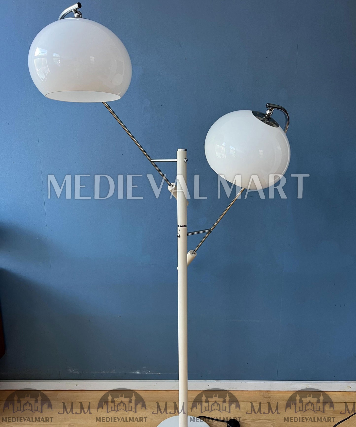 MEDIEVALMART White Dijkstra Mushroom Swing Arm Space Age Floor Lamp