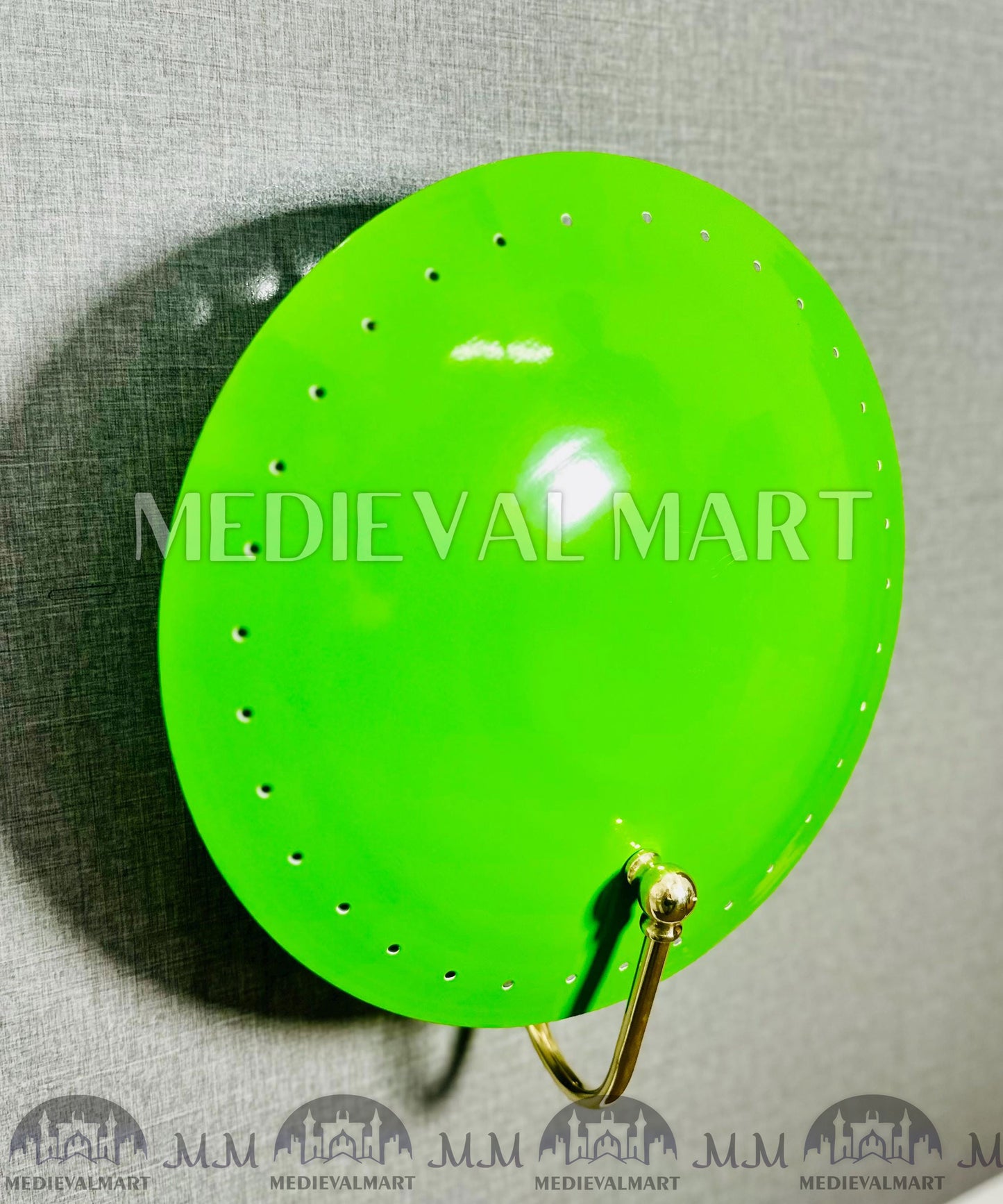 MEDIEVALMART Handmade Mid Century Modern Brass Wall Sconce - Green Shade