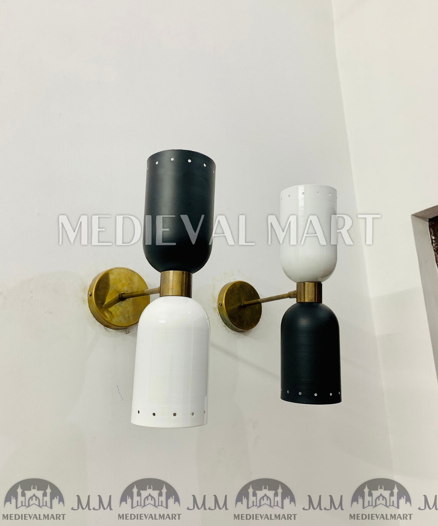 MEDIEVALMART Handmade Mid Century Modern Brass Wall Sconce: Italian Diablo Light Fixture