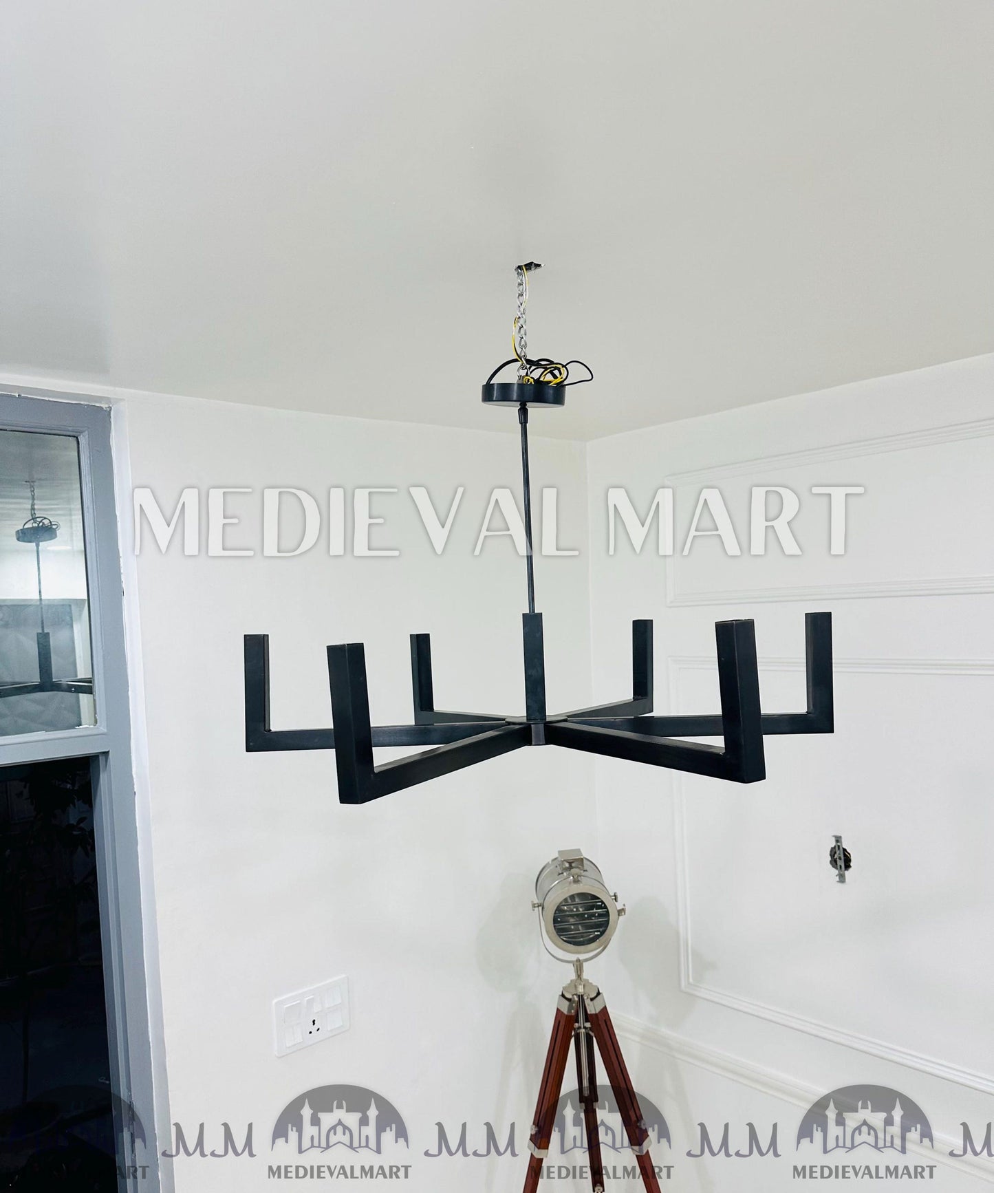 MEDIEVALMART Modern Brass 6 Arm Chandelier Mid Century Hand Made Sputnik Chandelier Light Fixture