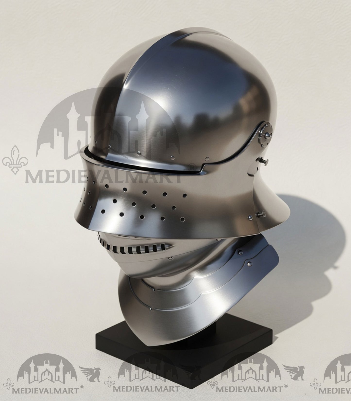 MEDIEVALMART 15 Century German Knight Closed Medieval Sallet Helmet With Neck Armor