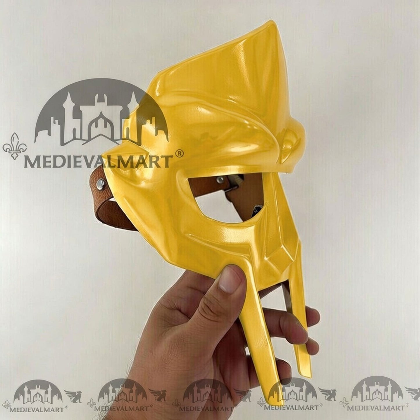 MEDIEVALMART MF DOOM Mask Mad-villain Yellow Finish Steel Face Armor