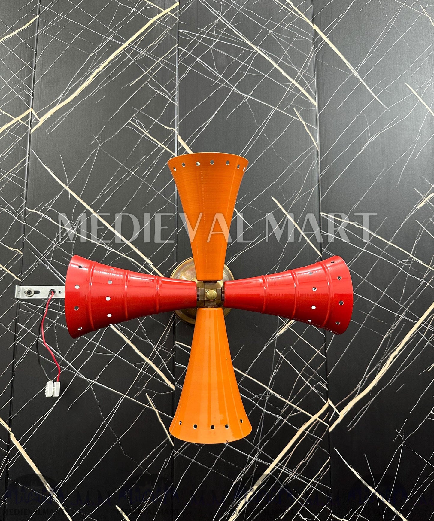 MEDIEVALMART Modern Brass Wall Sconce: Fan Style Lighting Fixture