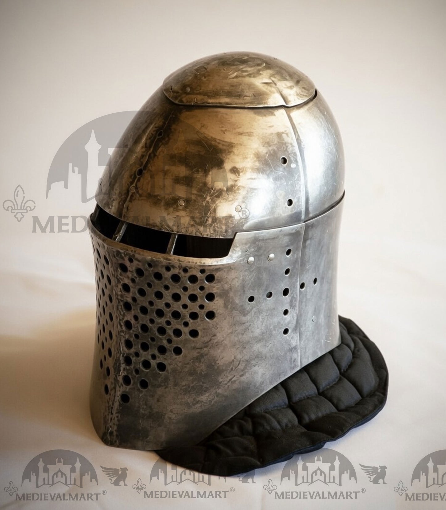MEDIEVALMART The Great Alexander Hard Steel Edition War Damage Helmet on full Size