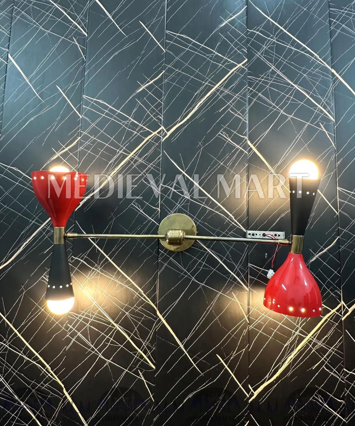 MEDIEVALMART Mid Century Handcrafted Modern Brass Wall Sconce: Italian Lighting Fixture