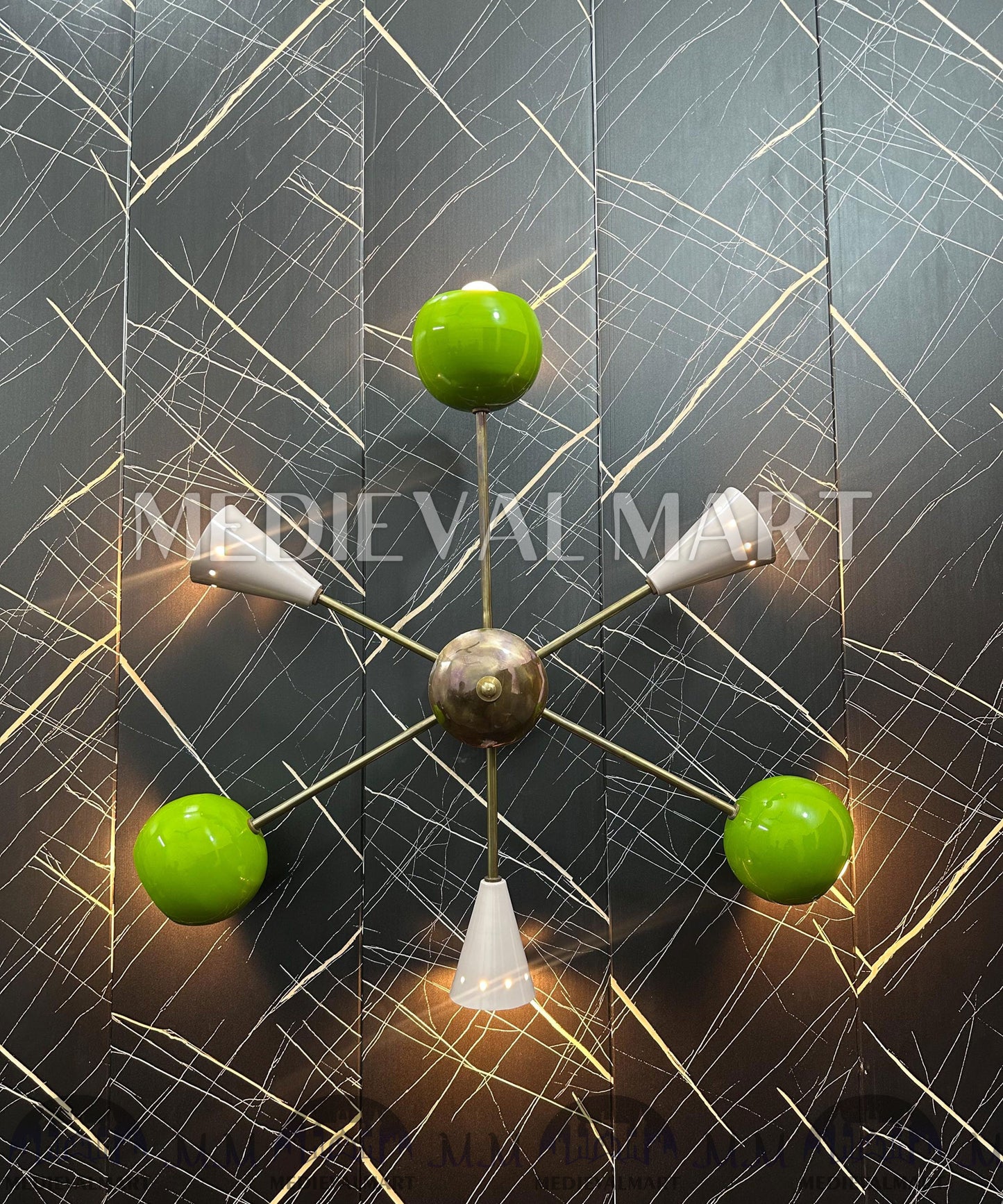 MEDIEVALMART Modern Brass Sputnik Wall Chandelier: Multicolor Eyeball Shade Lighting