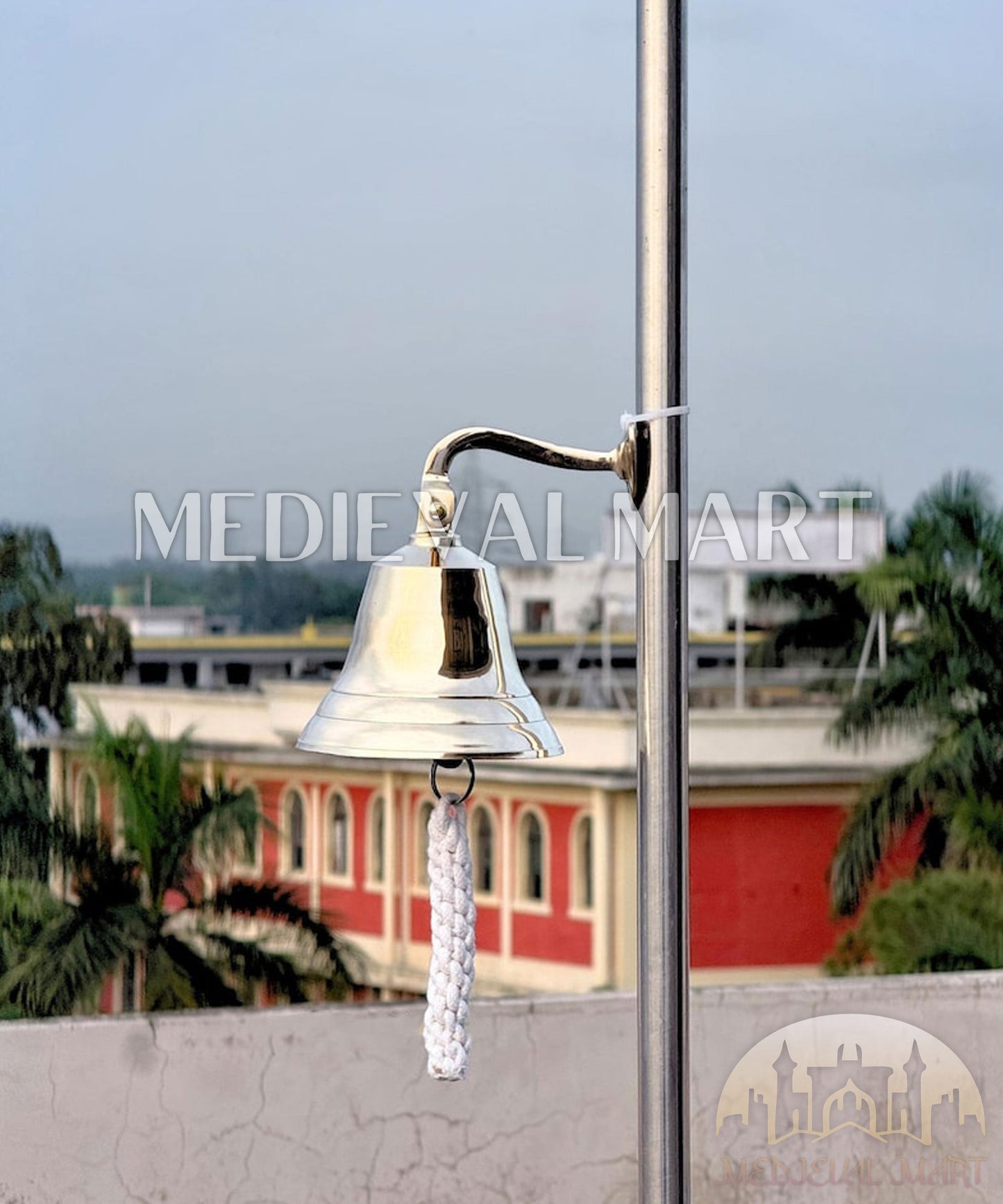MEDIEVALMART Personalized Brass Bell - Custom Engraved with Multiple Sizes [3"-12"] Indoor / Outdoor Wall Mounted Bell | Christmas Gifts, Gift for Dad, Gift for Mom