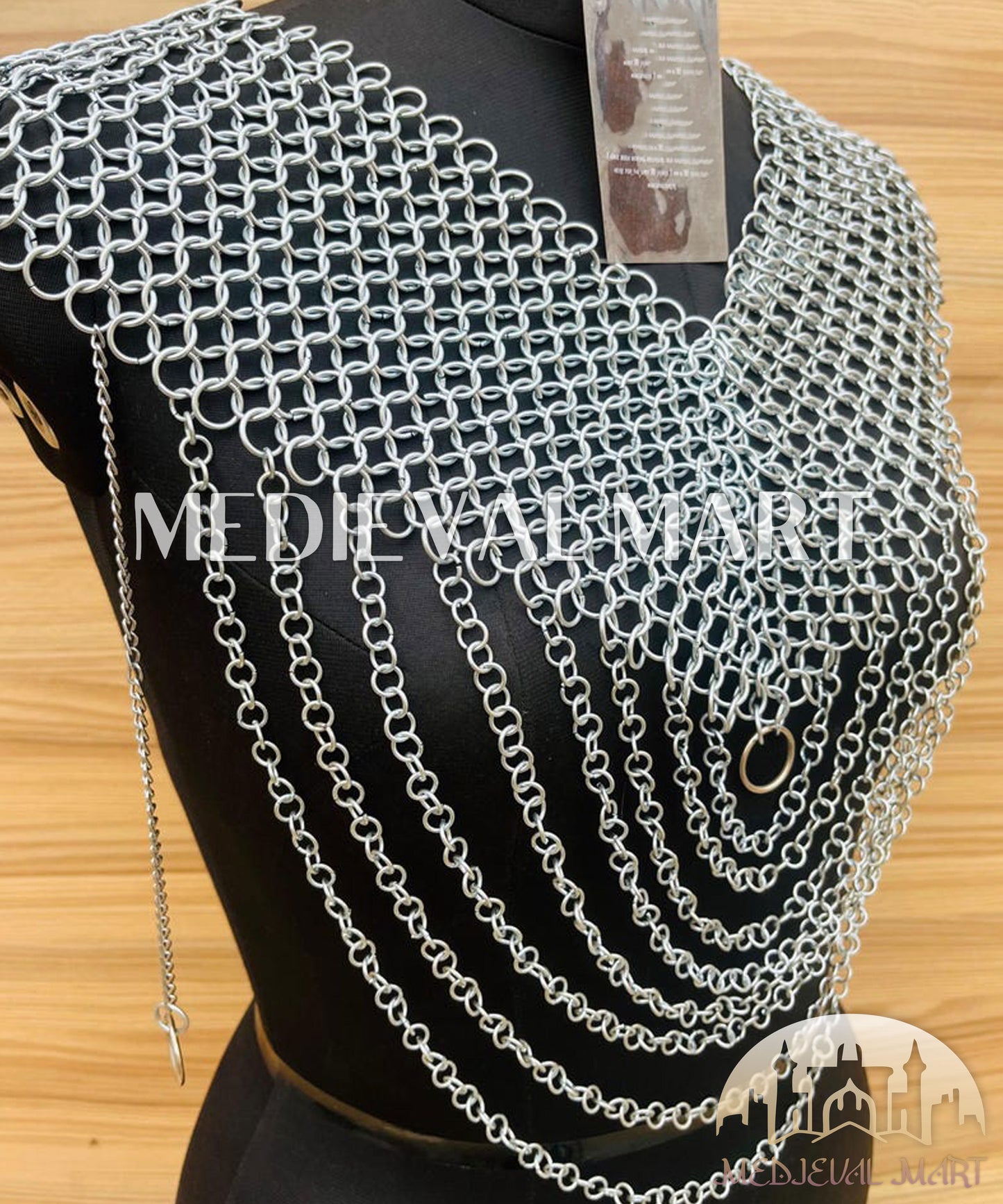MEDIEVALMART Women’s Silver (MoonFire) Chainmail Armor W/o Skirt