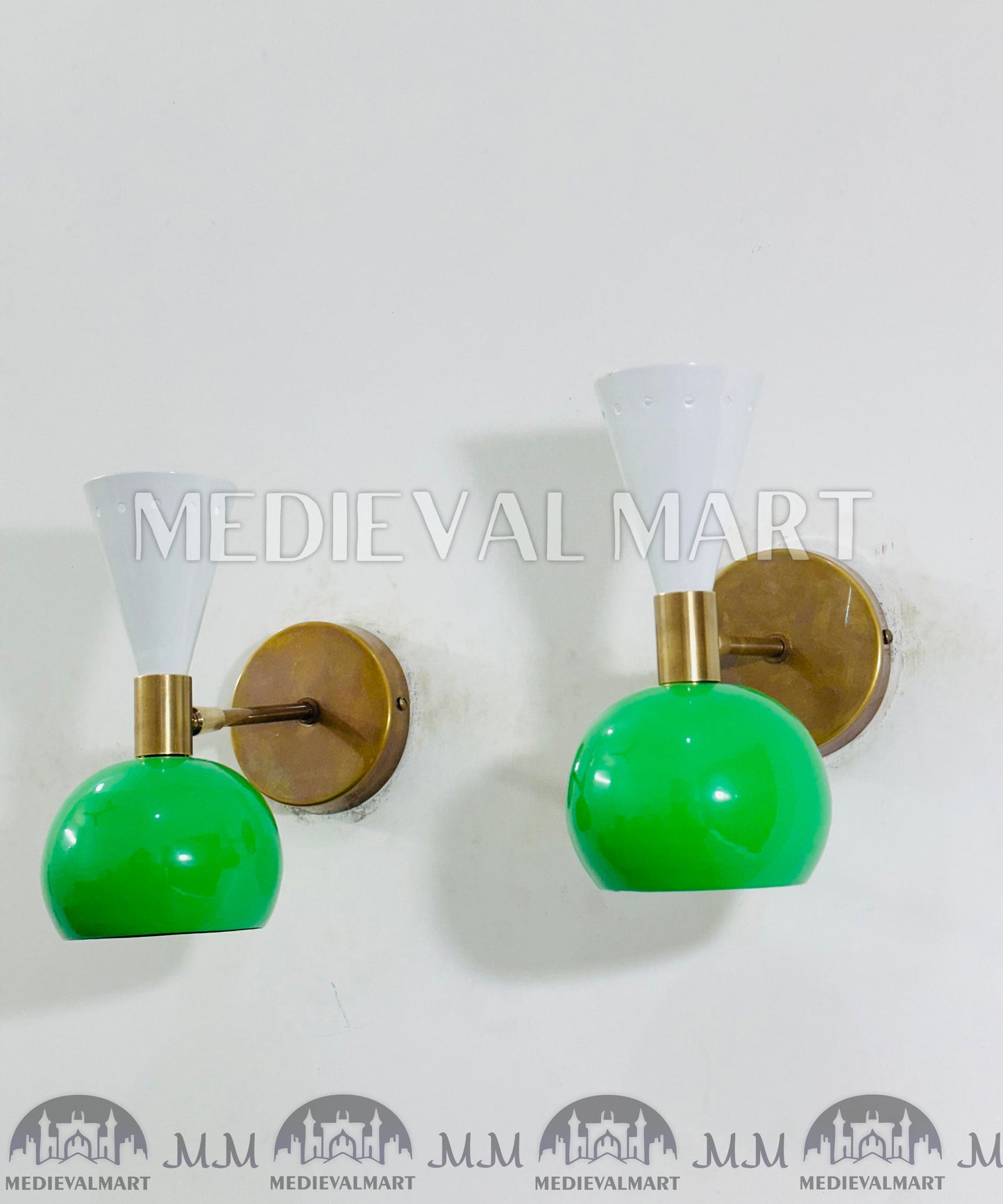 MEDIEVALMART Mid Century Italian Wall Sconce Diabolo Modern Wall Light, Dual Tone Brass