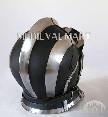 MEDIEVALMART Medieval Ancient Black and White Burgonet 2 Knight Helmet