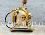 MEDIEVALMART  1945 US Navy Helium Copper brass Diving Helmet With Wooden Base