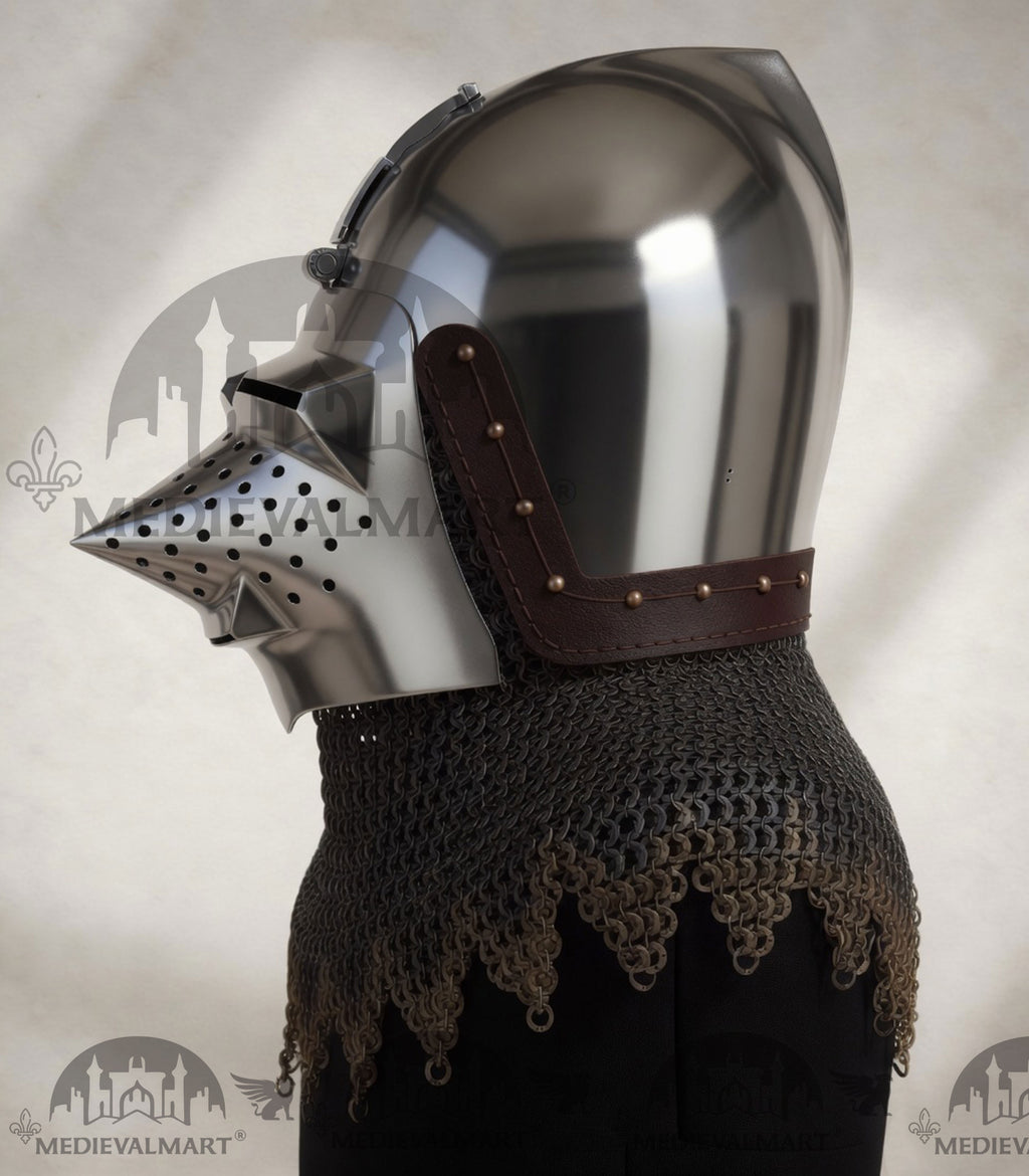 MEDIEVALMART XIV Century Medieval Houndskull "Lorenzo" Bascinet Visor Helmet HMB; IMCF