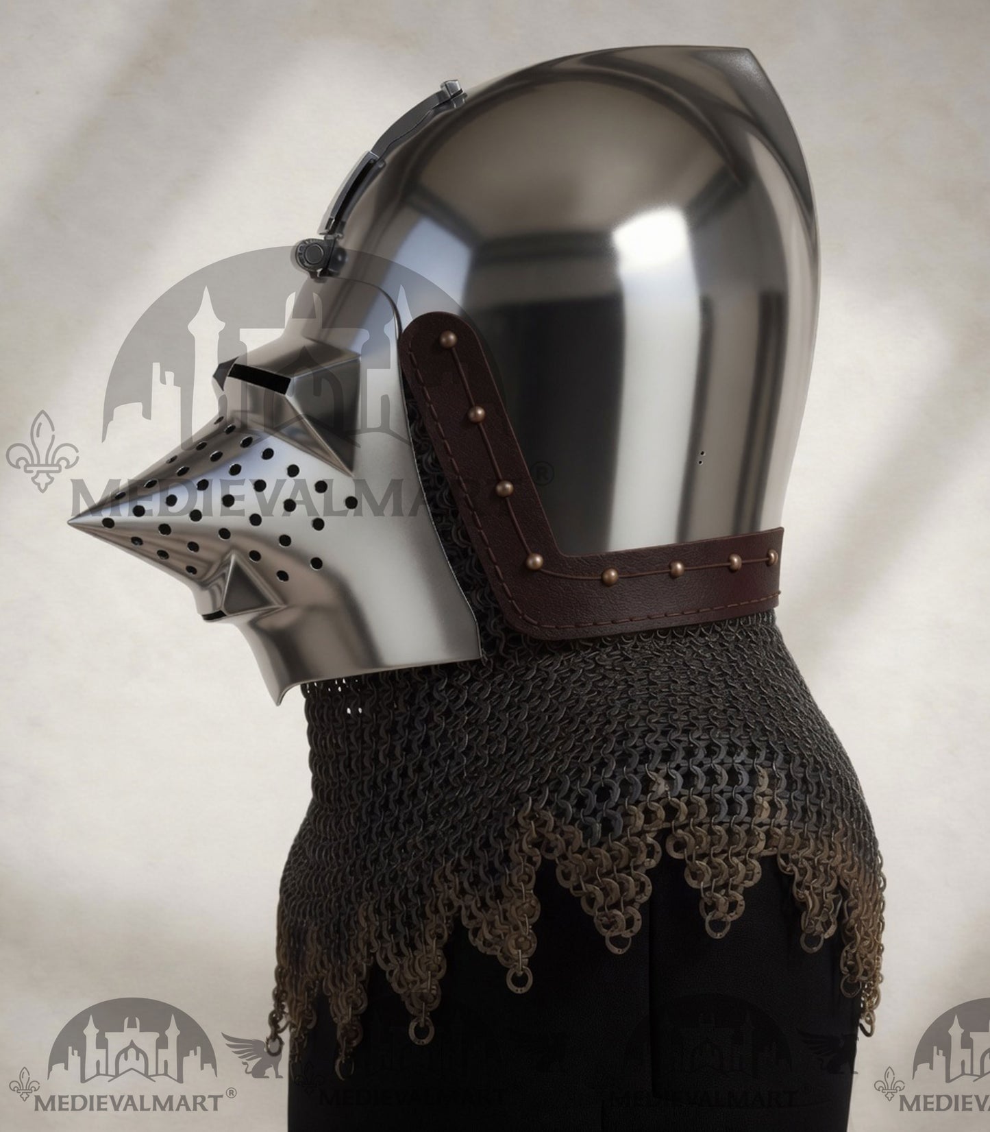 MEDIEVALMART XIV Century Medieval Houndskull "Lorenzo" Bascinet Visor Helmet HMB; IMCF