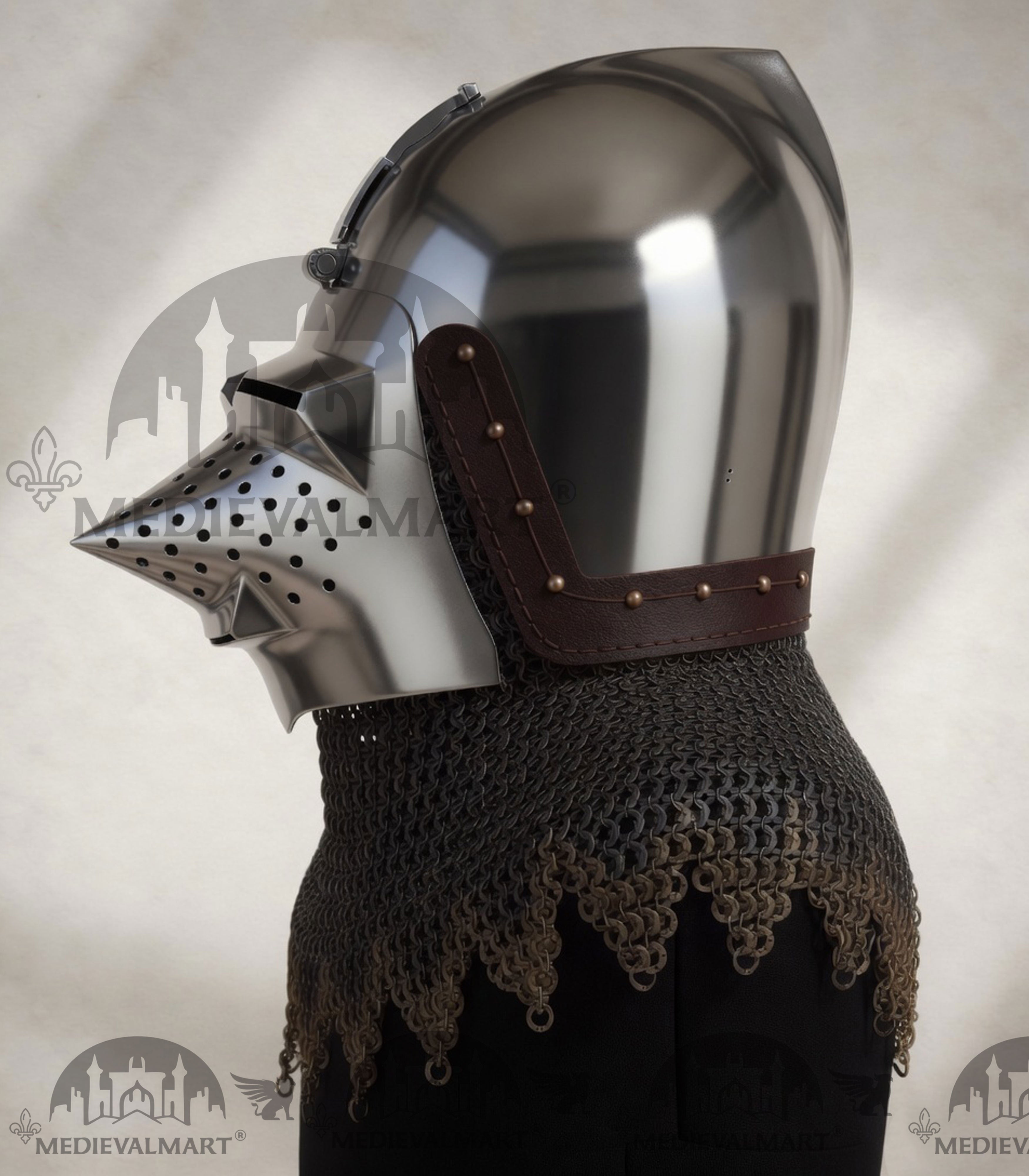 MEDIEVALMART XIV Century Medieval Houndskull "Lorenzo" Bascinet Visor Helmet HMB; IMCF