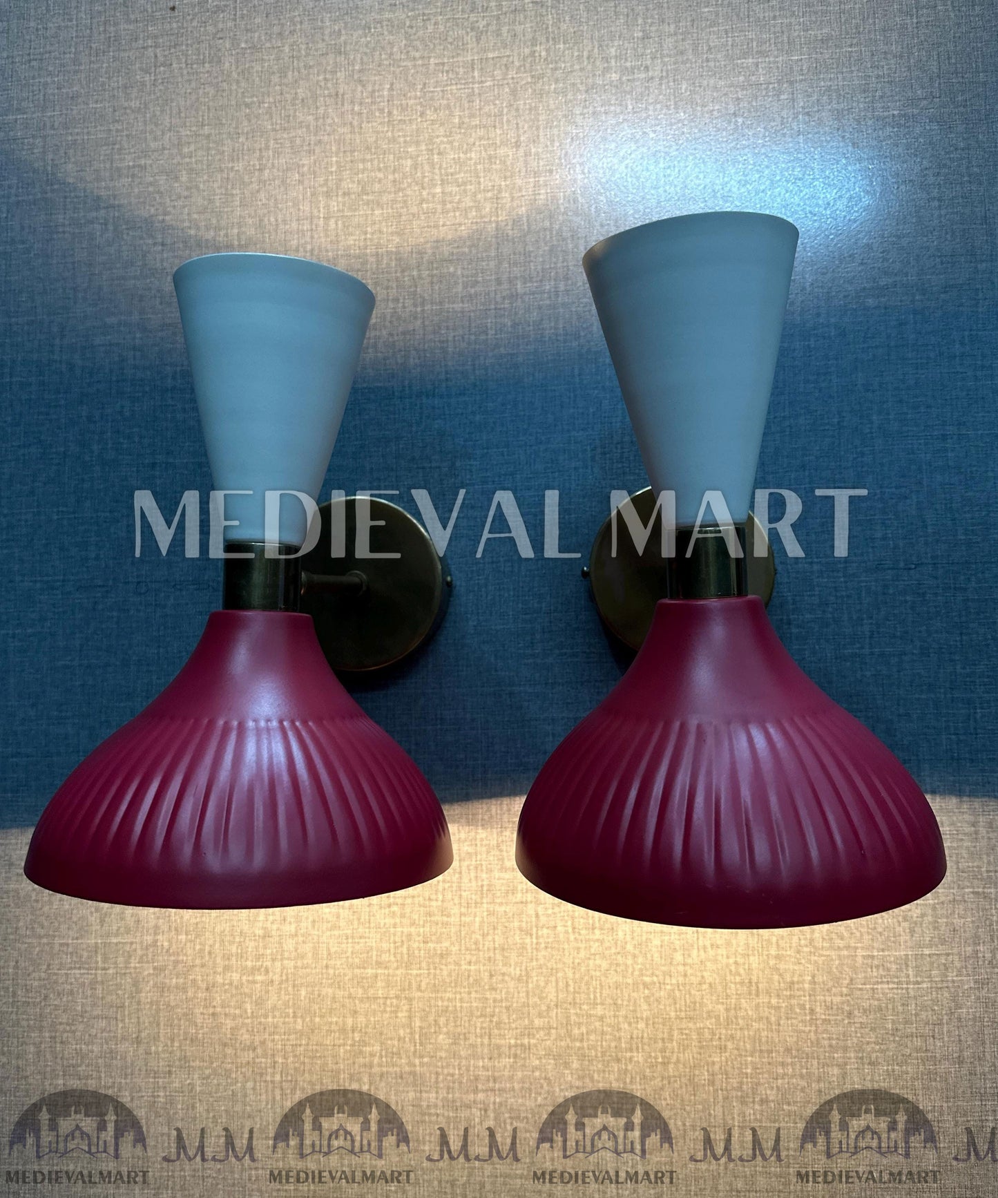 MEDIEVALMART Handmade Raw Brass Wall Sconce: Modern Italian Bedside Lamp